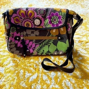 Spartina 449 Dasfuksie Island leather and linen floral purse NWOT